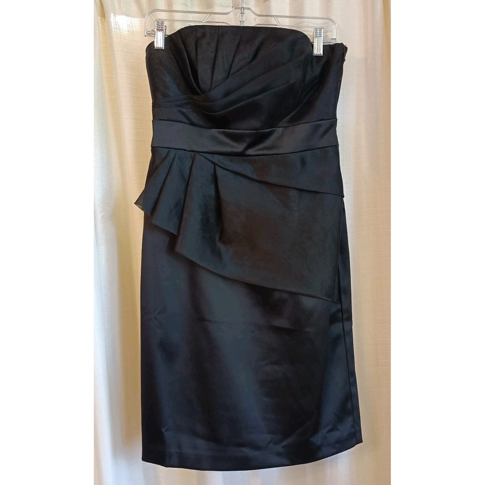 White House Black Market Womens 4 Strapless Black Ruffle Dress Formal Dance‎
